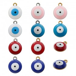 Enameled Stainless Steel 304 Charm Round Evil Eye 10mm