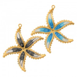 Pendentif Fleur en Acier Inoxydable 304 émaillé 33 x 44.5 mm/2.7 mm
