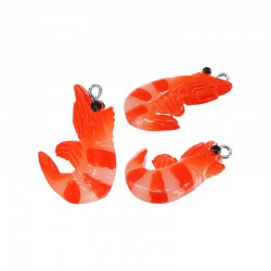 Resin Pendant Shrimp 22x30mm
