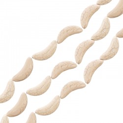 Howlite White Bead Crescent Moon 20x48mm/12.2mm Ø2.2mm