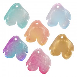 Perle en Verre Feuille 14 x 15 mm/3.6 mm Ø 1.3 mm