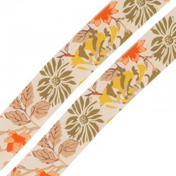 Ruban en Polyester avec Feuilles et Fleurs 4 cm (5 m)