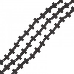 Perle Sandlava Noire à Croix Bleue 8 x 10 mm Ø 0.6 mm (35 pièces)