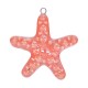 Colgante de cerámica esmaltada con forma de estrella de mar coral 58 x 55 mm/10 mm Ø 3,9 mm