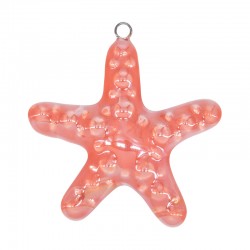 Pendentif en céramique émaillée Étoile de mer corail 58 x 55 mm/10 mm Ø 3.9 mm