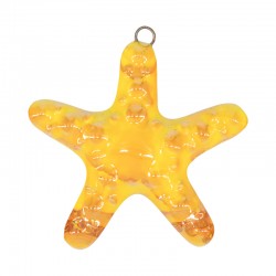 Pendentif en céramique émaillée Étoile de mer jaune 58 x 55 mm/10 mm Ø 3.9 mm