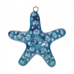 Pendentif en céramique émaillée Étoile de mer bleue 58 x 55 mm/10 mm Ø 3.9 mm