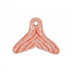 Queue de Sirène en Céramique Émaillée Corail 34 x 26 mm/8 mm Ø 2.4 mm