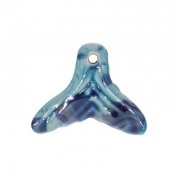 Queue de Sirène en Céramique Émaillée Bleue 34 x 26 mm/8 mm Ø 2,4 mm