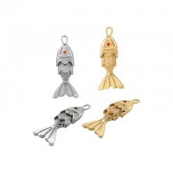 Pendentif Poisson en Laiton avec Zircon 6 x 22 mm