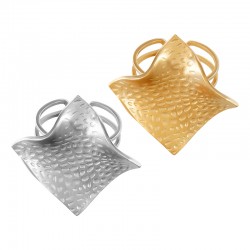 Bague en Acier Inoxydable 304 avec Losange Martelé