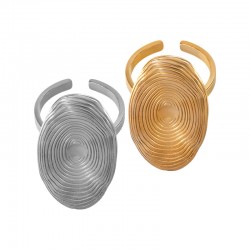 Bague Ovale en Acier Inoxydable 304 avec Lignes 17.4 x 36 mm