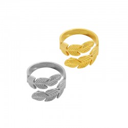 Stainless Steel 304 Finger Ring with Leaves 16mm