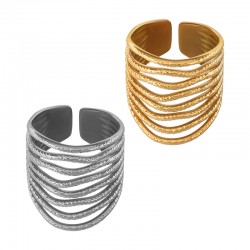 Anneau en Acier Inoxydable 304 avec Lignes Irrégulières 26 x 20 mm