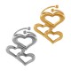 Stainless Steel 304 Triple Finger Ring Hearts 25x33mm/3mm Ø18mm