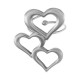 Stainless Steel 304 Triple Finger Ring Hearts 25x33mm/3mm Ø18mm