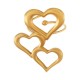 Stainless Steel 304 Triple Finger Ring Hearts 25x33mm/3mm Ø18mm