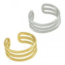 Stainless Steel Finger Ring Triple Hammered 21mm