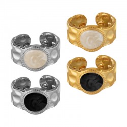 Enameled Stainless Steel 304 Finger Ring 21x12mm Ø17mm