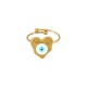 Enameled Stainless Steel 304 Finger Ring Heart with Evil Eye 13mm