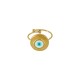 Enameled Stainless Steel 304 Finger Ring Round with Evil Eye 14mm