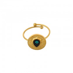 Enameled Stainless Steel 304 Finger Ring Round with Teardrop 13mm