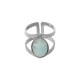 Stainless Steel 304 Finger Ring with Stone 21x19mm Ø18mm