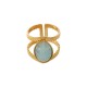 Stainless Steel 304 Finger Ring with Stone 21x19mm Ø18mm