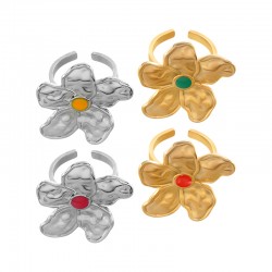 Anneau en Acier Inoxydable 304 Émaillé Fleur