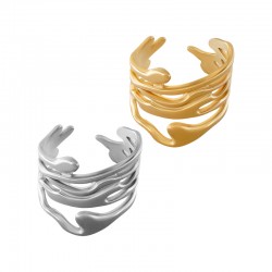 Bague en Acier Inoxydable 304 avec Lignes Irrégulières 13 x 19 mm