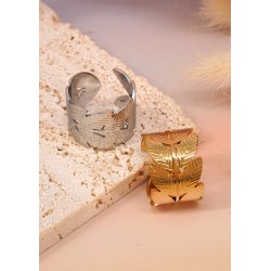 Anello in Acciaio Inossidabile 304 con Foglie 16X20 mm