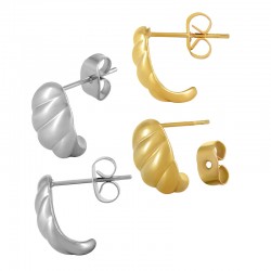 Stainless Steel 316 Earring Teardrop with Lines 13x8mm
