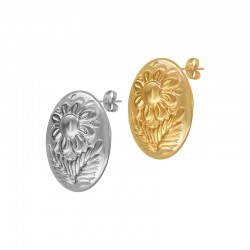 Boucles d'oreilles en acier inoxydable 304/316L en forme de fleur ovale 12 x 15 mm