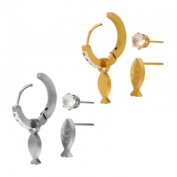 Boucles d'oreilles poisson en acier inoxydable 304. 3 paires