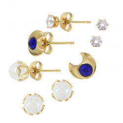 Stainless Steel 304 Earring Moon 3 Pairs