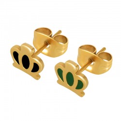Orecchino Corona in Acciaio Inossidabile 304 Smaltato 7x6 mm