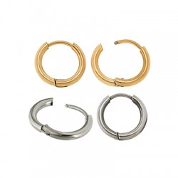 Dormeuses Créoles rondes 16-12mm/2mm en Acier Inoxydable 304
