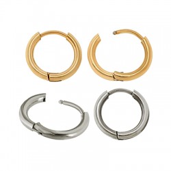 Dormeuses Créoles rondes 18-14mm/2mm en Acier Inoxydable 304