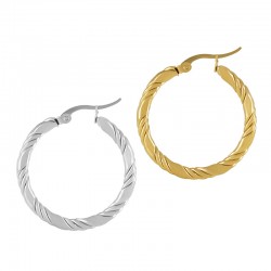 Stainless Steel 304 Earring Hoop with Lines 30mm/3mm