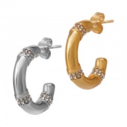 Orecchino a Cerchio in Acciaio Inossidabile 304 con Strass 17.5X21.2X4.4 mm