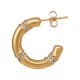 Stainless Steel 304 Earring Hoop with Strass 17.5x21.2x4.4mm