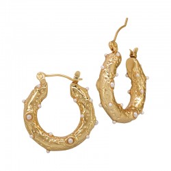 Stainless Steel 304 Earring Hoop with Pearls 27.5x25.7x5.5mm