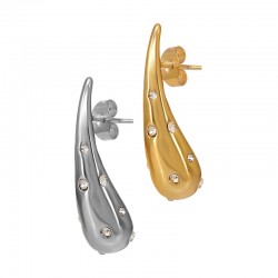 Stainless Steel 304 Earring Drop with Strass 29x8mm