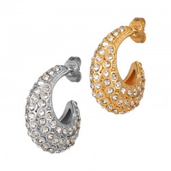Stainless Steel 304 Earring Hoop with Strass 21.2x18.8x8.3mm