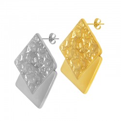 Orecchini Quadrati Martellati in Acciaio Inossidabile 304 30.3X37.3 mm