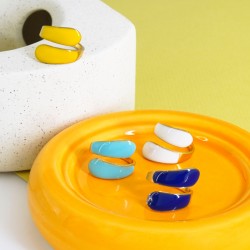 Ανοξείδωτο Ατσάλι 304 Δαχτυλίδι με Σμάλτο 16x21mm