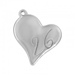 Porte-Bonheur en Acier Inoxydable 304 en Forme de cœur « 26 » 20.5 x 20 mm/4 mm