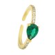Zircon Brass Finger Ring Teardrop 20mm