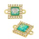 Connettore Quadrato in Ottone con Zircone e Pietra Opale 9 mm