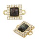 Connettore Quadrato in Ottone con Zircone e Pietra Opale 9 mm